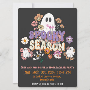 Svart och Orange Spooky spöket Halloween-inbjudan Inbjudningar