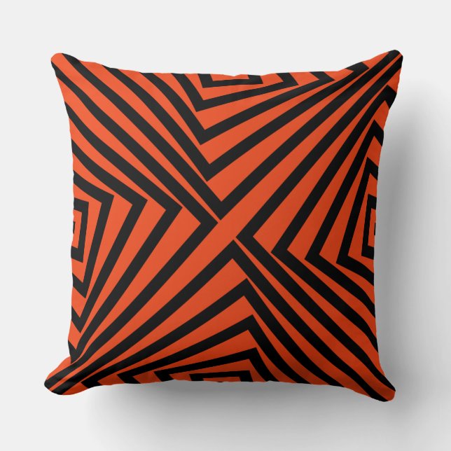 Svart och Orange stripe Mönster-Dekorativ kudde (Framsida)
