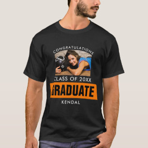 Svart och Orange Studenten Photo Anpassningsbar T Shirt
