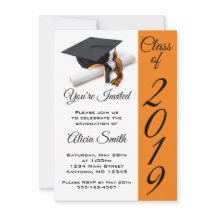 Svart och Orange Studentmössa och Tassel