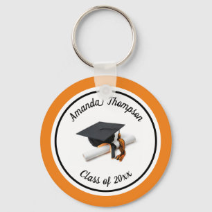 Svart och Orange Studentmössa och Tassel Nyckelring