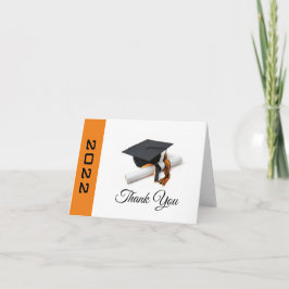 Svart och Orange Studentmössa och Tassel Tack Kort