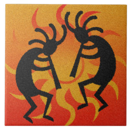 Svart och Orange sydöstra designstammen Sol Kakelplatta