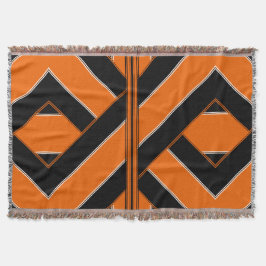 Svart och orange Unik-Mönstrad kastfilt Filt