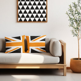 Svart och orange Union Jack Halva Kudde