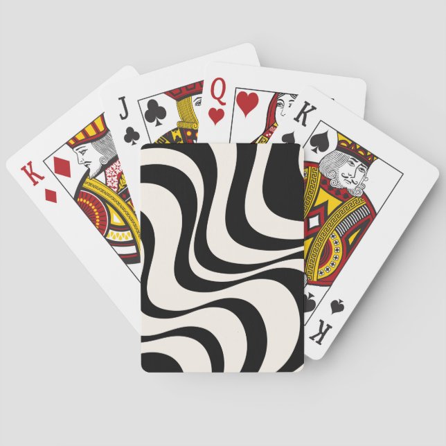 Svart och pastellmodern vinkar-reflexdesign casinokort (Baksidan)