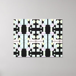 Svart och pastellpräglad geometrisk Abstrakt Art Canvastryck