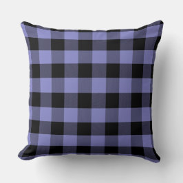 Svart och Periwinkle Buffalo Play Mönster Throw P Kudde