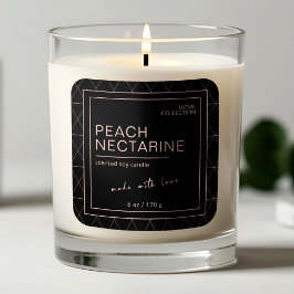 Svart och persiko-Elegant Boho Candle-etikett Fyrkantigt Klistermärke