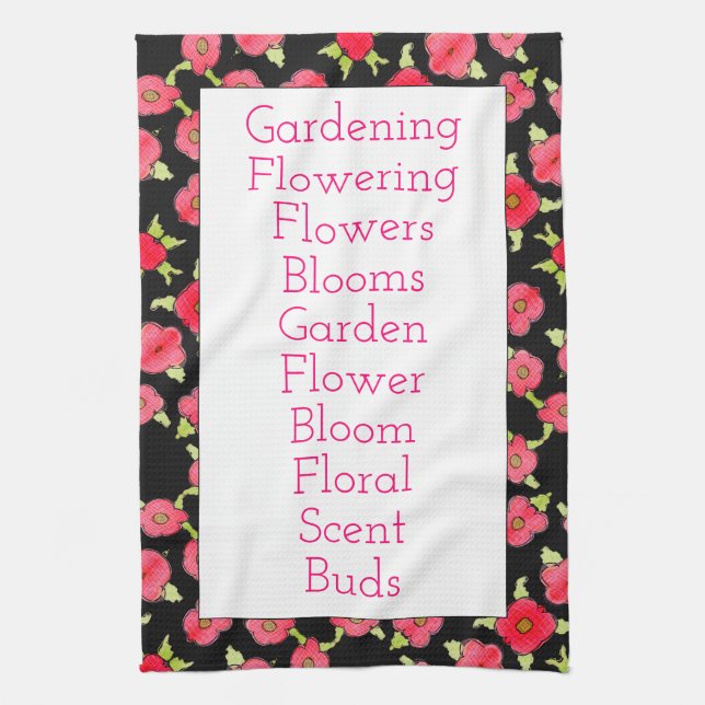 Svart och Pink Kökshandduk (Vertikal)