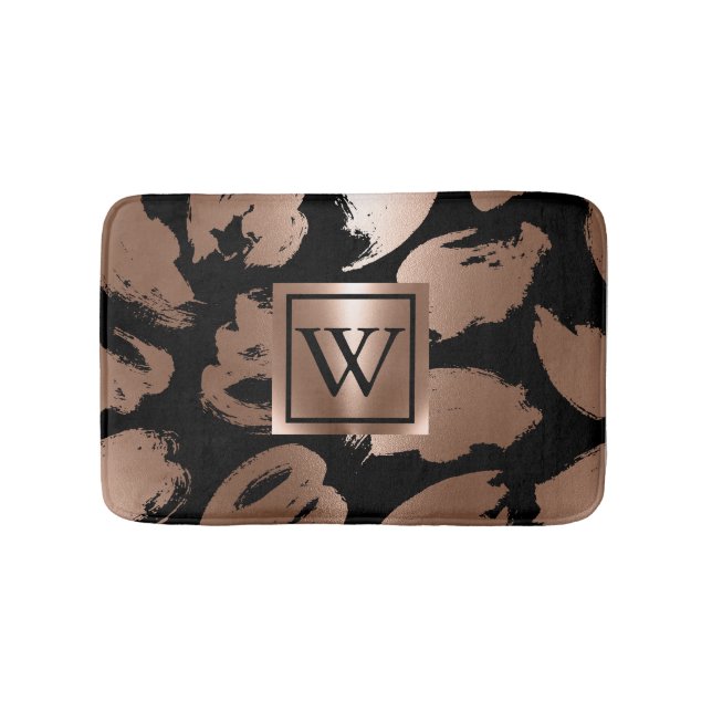 Svart och Ro Guld-Abstrakt Badrumsmatta (Framsidan)