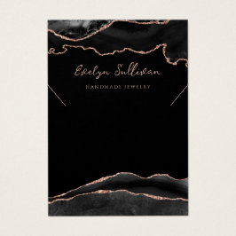 Svart och ro guld agate necklace visning card visitkort