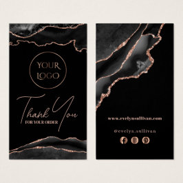 Svart och ro guld agate paket visitkort