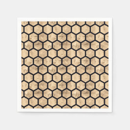 Svart och ro guld-honungskomb-grafik mönster pappersservett