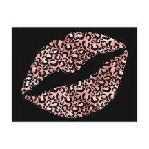 Svart och Ro Guld Leopard Spot Lipstick Kiss