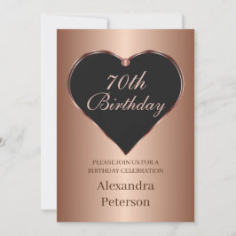 Svart och Ro Guld minimalistisk hjärtfödelsedag Inbjudningar