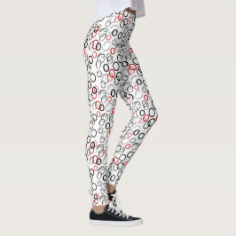 Svart och röd abstrakt cirkelmönster leggings