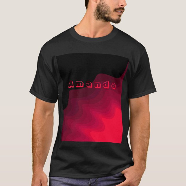 Svart och röd abstrakt med vinkar färg t shirt (Framsida)