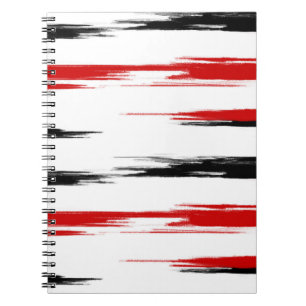 Svart och röd abstrakt strimlad anteckningsbok