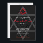 Svart och Röd Bar Mitzvah-inbjudan<br><div class="desc">Enkel svart och röd David-stjärna Bar Mitsva-inbjudan.</div>