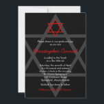 Svart och Röd Bar Mitzvah-inbjudan<br><div class="desc">Enkel svart och röd David-stjärna Bar Mitzvah-inbjudan.</div>