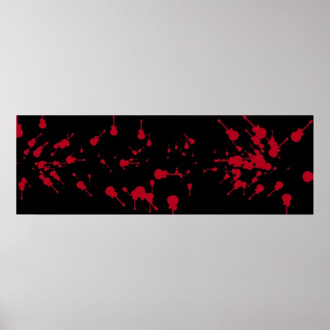 Svart och röd blodgitarr sten poster (Framsidan)