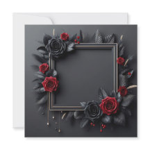 Svart och röd blommig