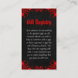 Svart och Röd Blommigt Mini Bröllop Gift-registret Tilläggskort