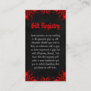 Svart och Röd Blommigt Mini Bröllop Gift-registret Tilläggskort