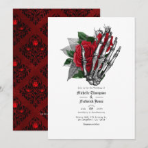 Svart och röd blomster gotisk bröllops QR-kod