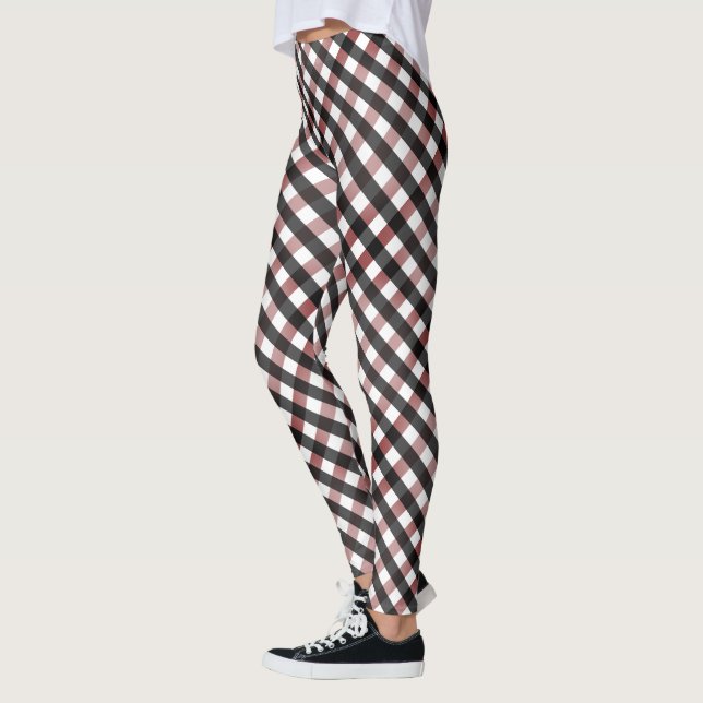 Svart och röd buffelkontroll jul Mönster Leggings (Vänster)