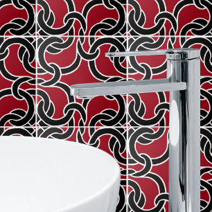 Svart och röd Chic Celtic Knot Seamless Mönster Ti Kakelplatta