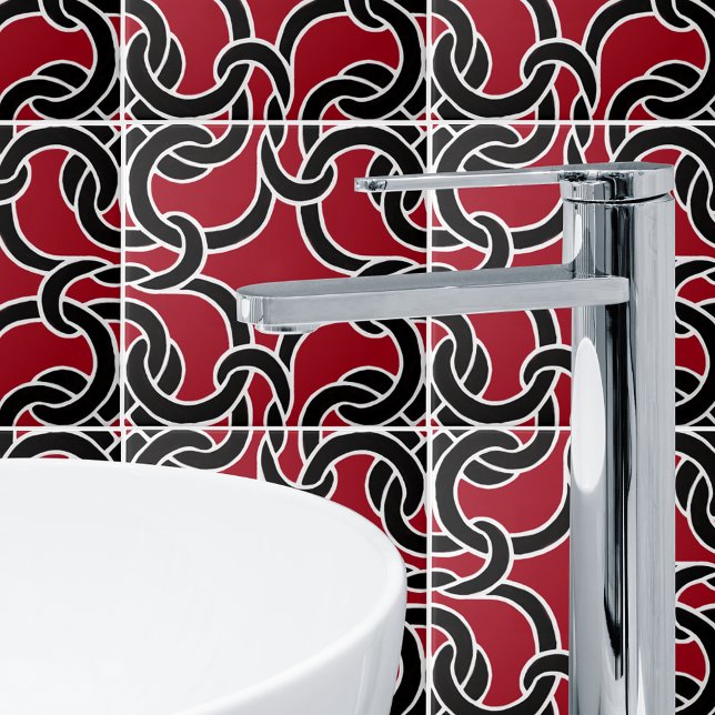 Svart och röd Chic Celtic Knot Seamless Mönster Ti Kakelplatta (Skapare uppladdad)