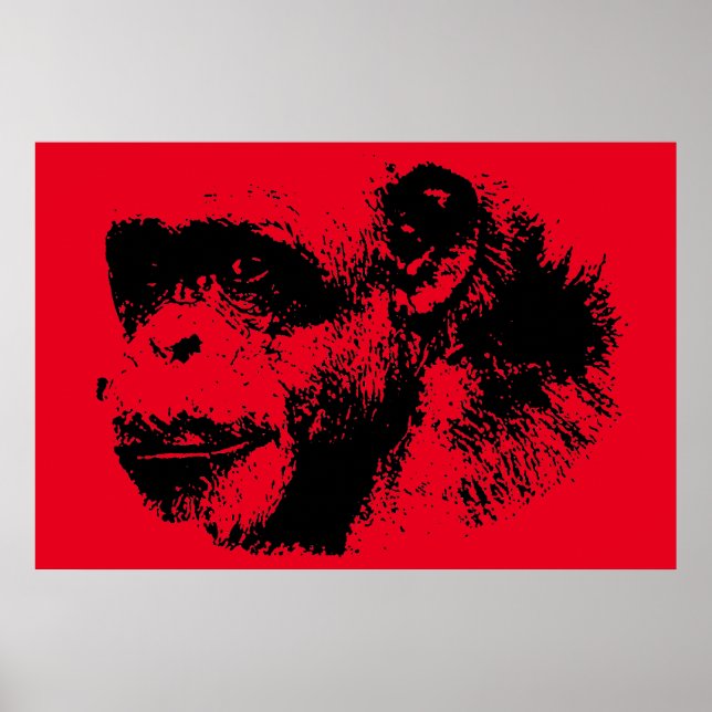 Svart och röd chimpanzapkonst poster (Framsidan)