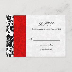 Svart och Röd Damask-bröllop OSA Kort