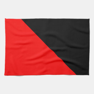 Svart och röd diagonal flagga kökshandduk