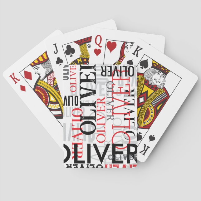 Svart och röd distressed typografi Cool White Casinokort (Baksidan)