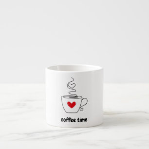 Svart och röd, enkel illustration av kaffetid Mugg Espressomugg
