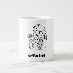Svart och röd, enkel illustration av kaffetid Mugg Jumbo Mugg