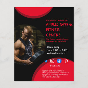 Svart och röd fotogym, personlig träningsmaskin, F Flygblad