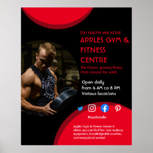 Svart och röd fotogym, personlig träningsmaskin, F Poster