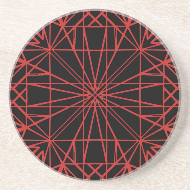 Svart och röd geometrisk symmetri underlägg (Framsidan)