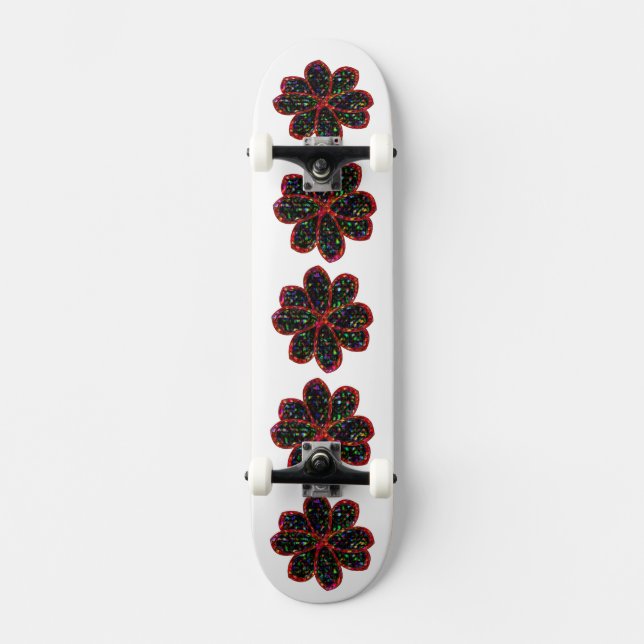 Svart och Röd Glitter-färskort Old School Skateboard Bräda 18 Cm (Framsida)