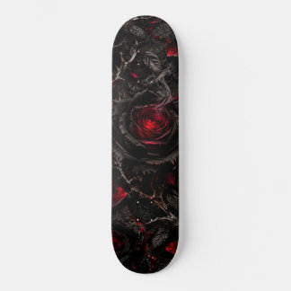 Svart och röd gotisk ros rök tornar skateboard