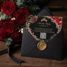 Svart och röd gyllene fjäril Quinceañera