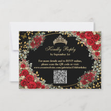 Svart och röd gyllene fjäril Quinceañera