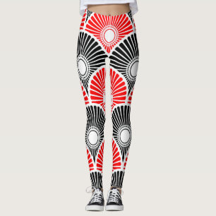 Svart och röd halvcirkelformad mönster Leggings