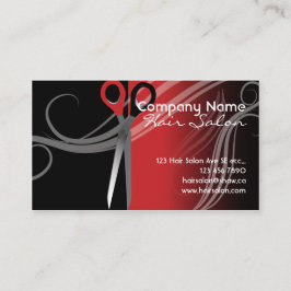 Svart och röd hårsalong för trendig visitkort