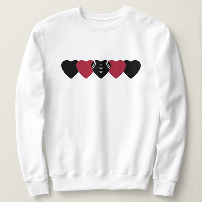 Svart och röd hjärta fotboll t shirt (Design framsida)