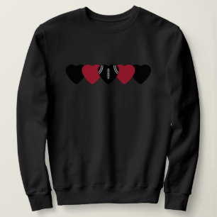 Svart och röd hjärta fotboll t shirt